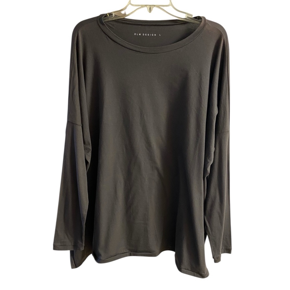 Elm Design Charcoal Long Sleeve Women's Top Large NWT - Picture 2 of 10
